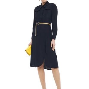 SANDRO Marc belted crinkled satin-jacquard dress 4